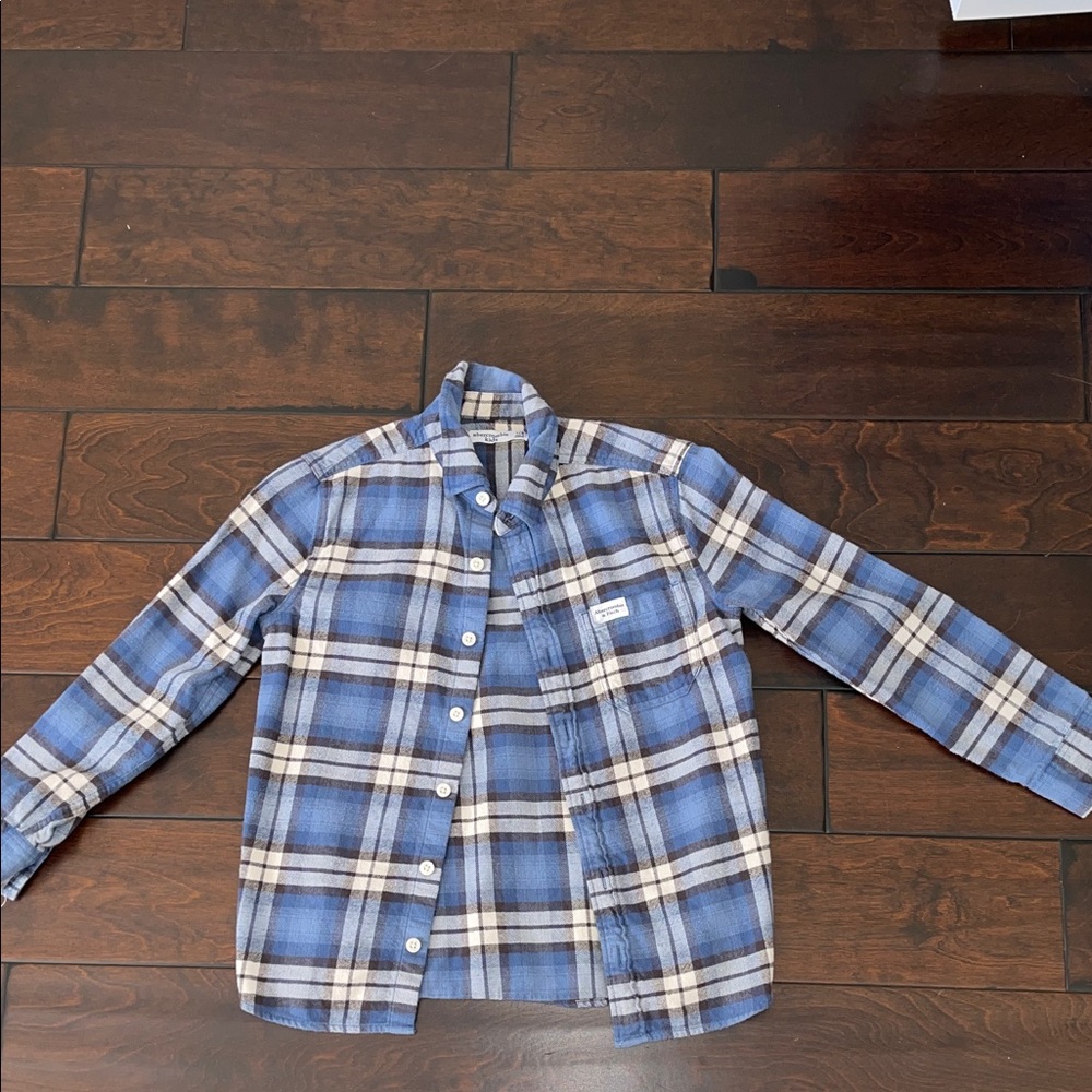 Abercrombie Kids Blue and White Plaid Shirt